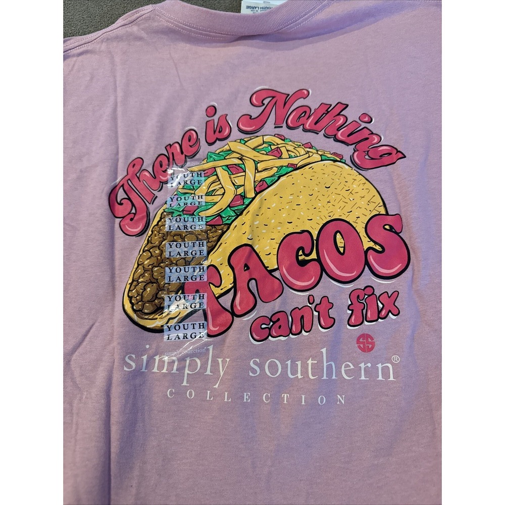 Simply Southern There Is Nothing Tacos Can't Fix Pink L/S T-Shirt Youth L (AH)